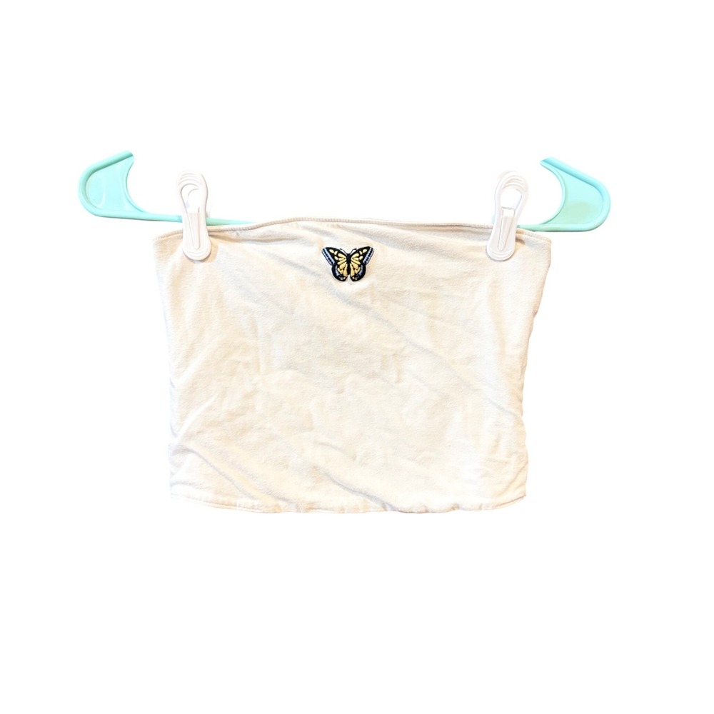 Hollister‎ y2k Must-Have Collection Butterfly Embroidered Tube Top white Small
